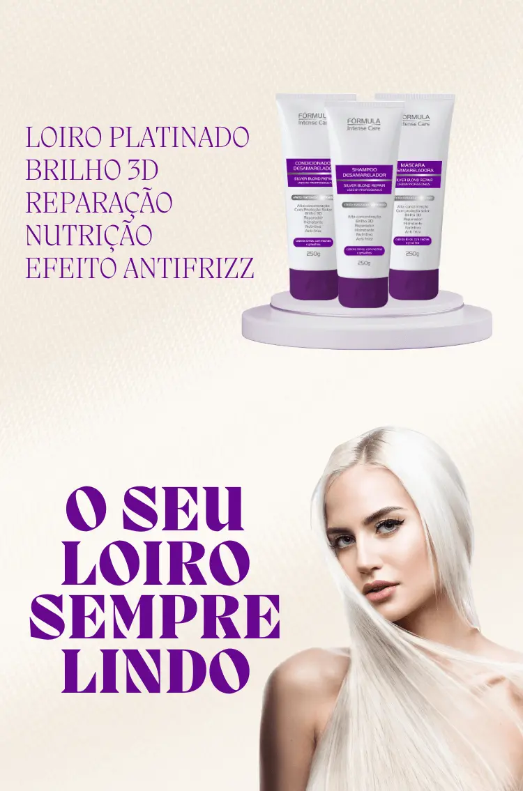 Kit Shampoo + Condicionador + Máscara Matizador Silver Blond Repair – Fórmula Intense Care